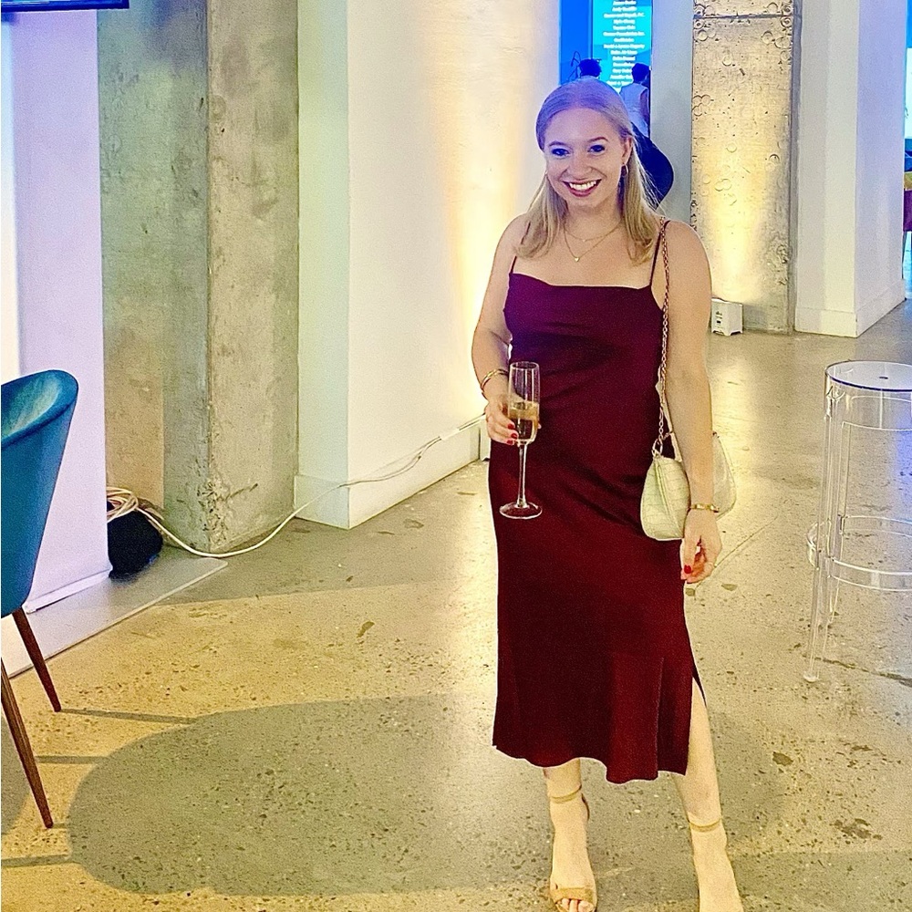 Express Burgundy Cowl-Neck Maxi Dress